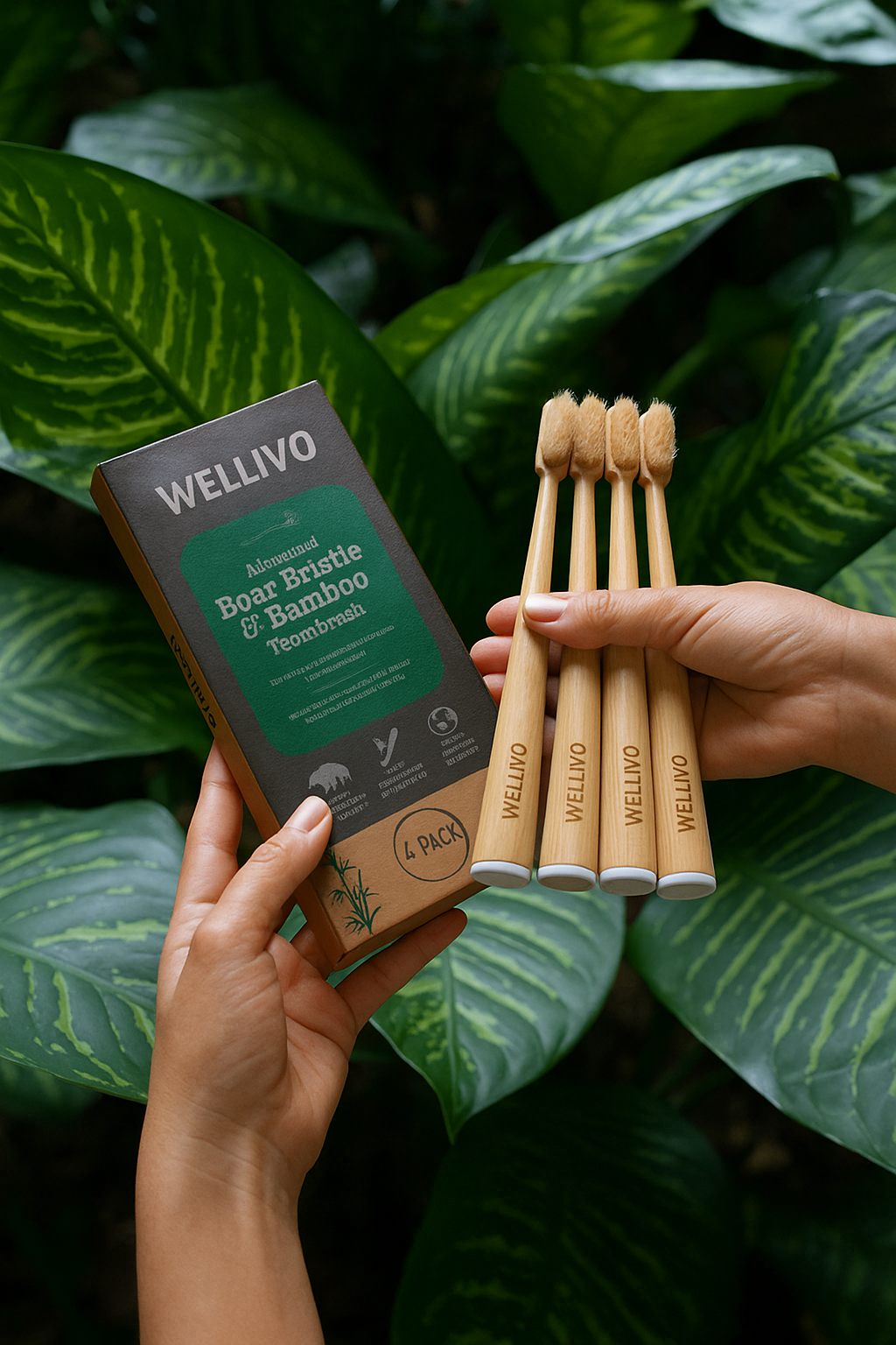 Boar Bristle & Bamboo Toothbrush (4 Pack)